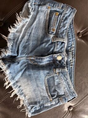 American Eagle Outfitters Light Blue Distressed Denim Shorts